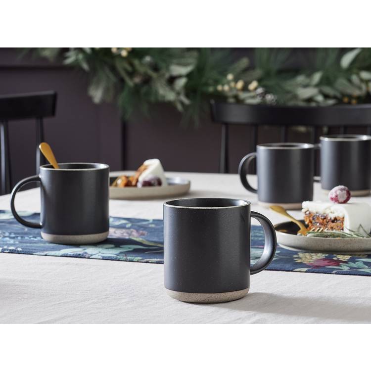 Habitat Raw Edge Set of 4 Stoneware Mug - Black 0
