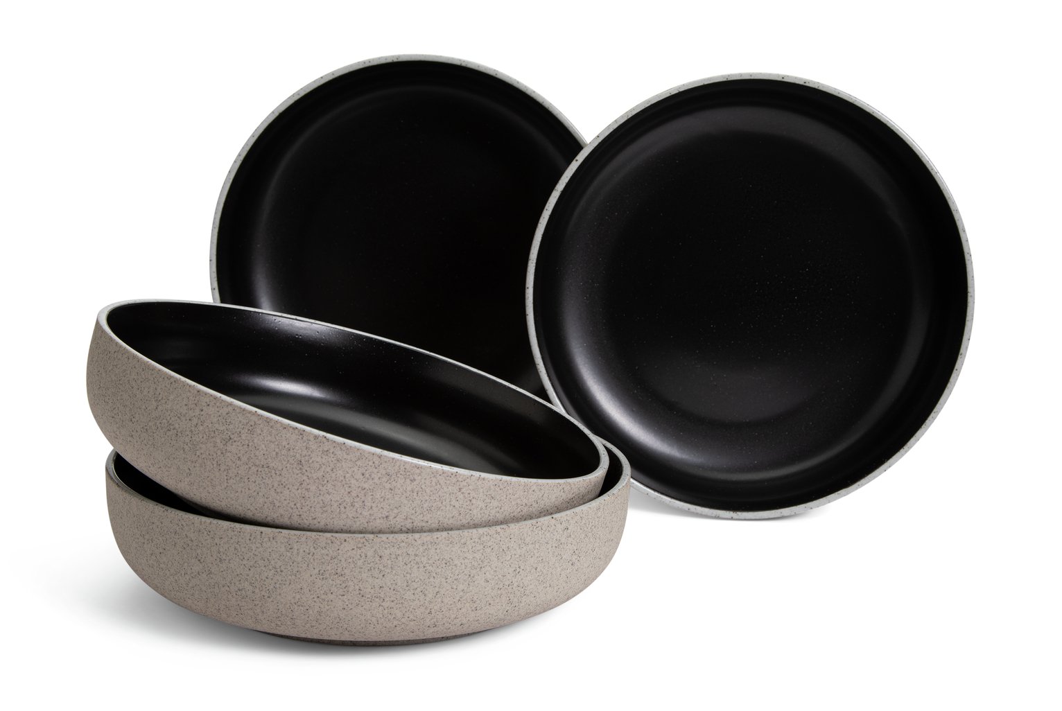 Habitat Set of 4 Raw Edge Speckle Pasta Bowl - Matte Black