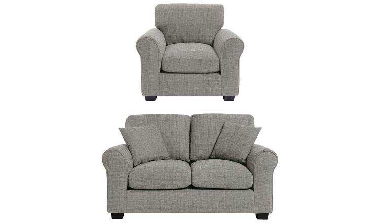 Argos Home Lisbon Fabric Chair & 2 Seater Sofa - Grey