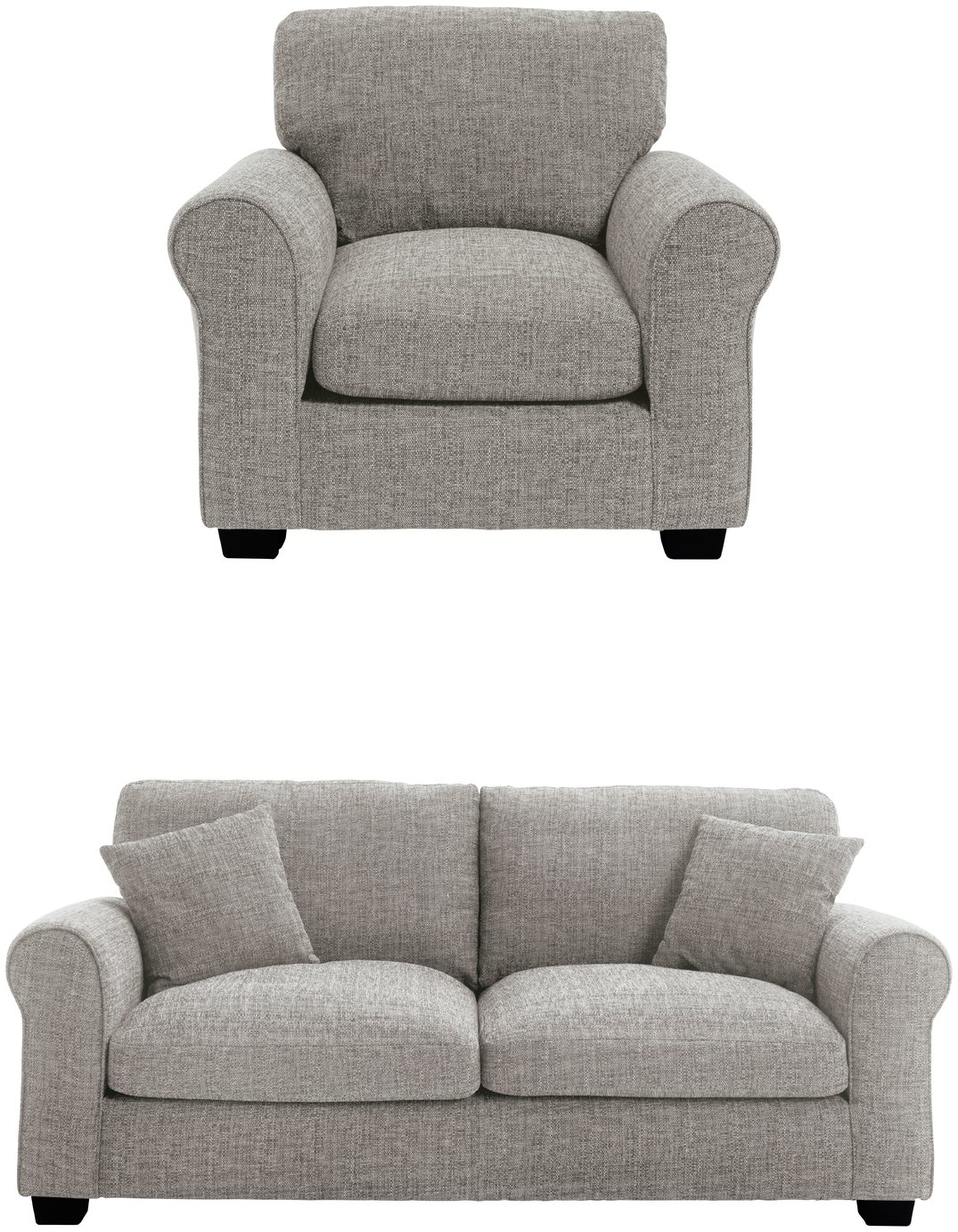 Habitat Lisbon Fabric Chair & 3 Seater Sofa - Grey