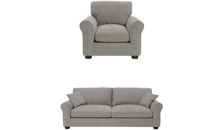 Argos Home Lisbon Fabric Chair & 4 Seater Sofa - Grey