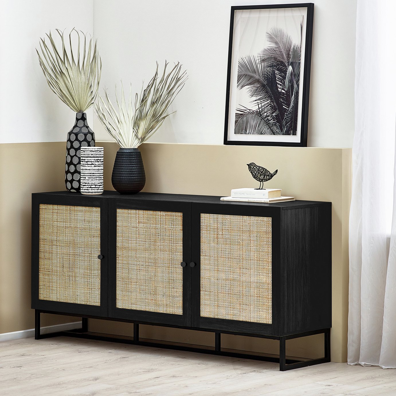 Julian Bowen Padstow 3 Door Sideboard - Black