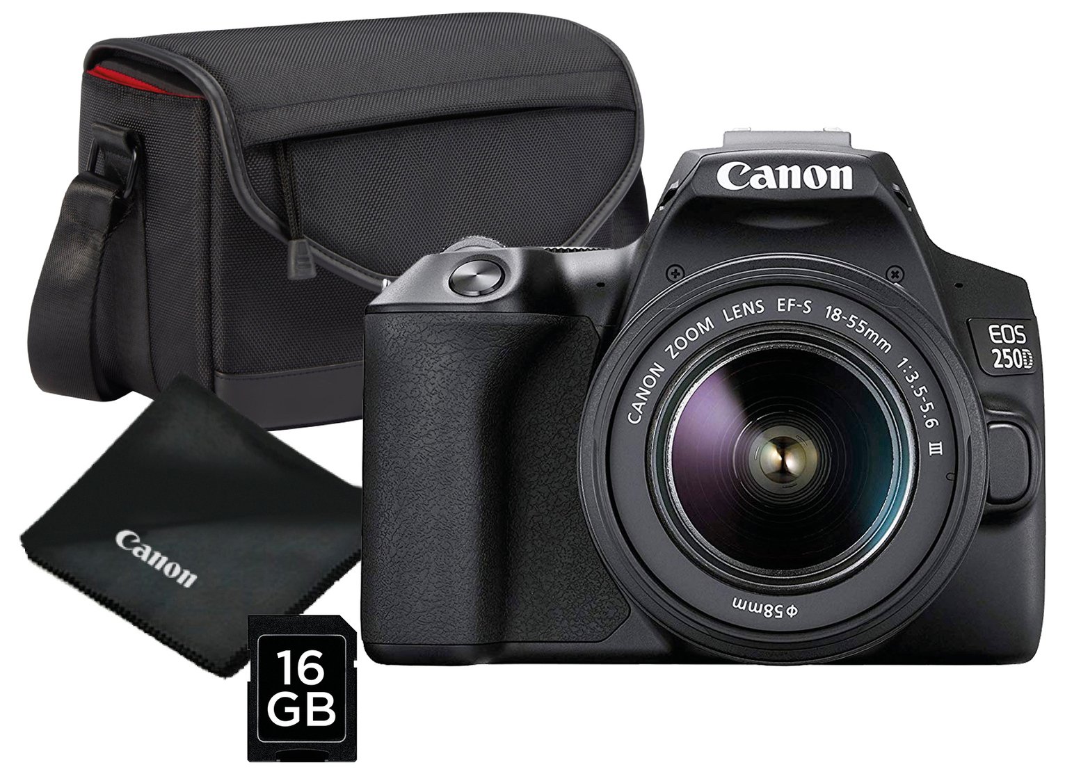Canon EOS 250D DSLR Camera Body with 18-55mm DC Lens Bundle