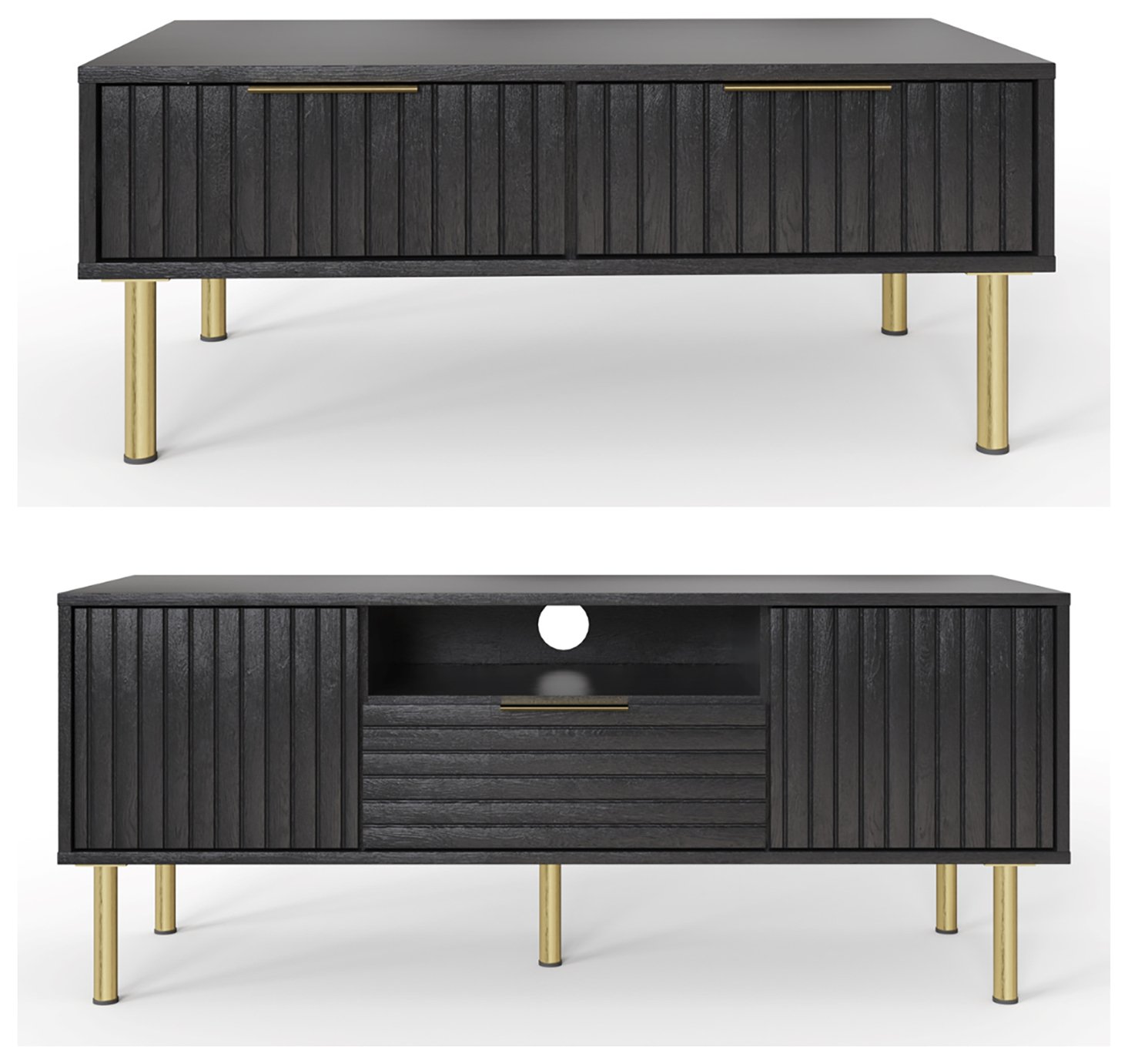 GFW Nervata 2 Piece Furniture Set with 119 cm TV Unit- Black