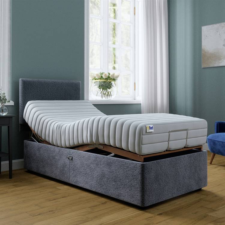 Mibed Memory Single Adjustable Bed - Grey 0