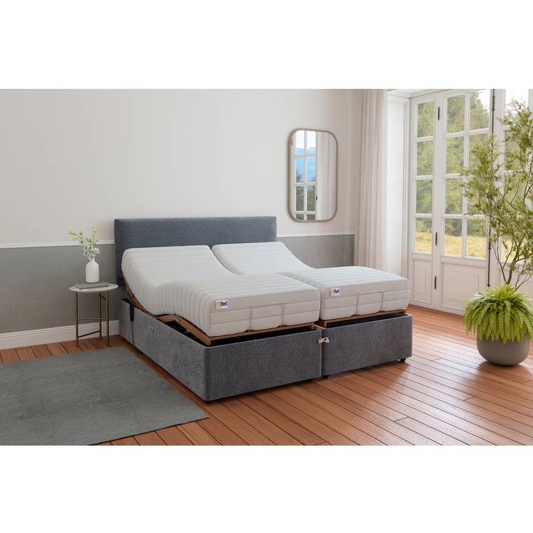 Mibed Memory Superking Adjustable Bed Frame - Grey 0