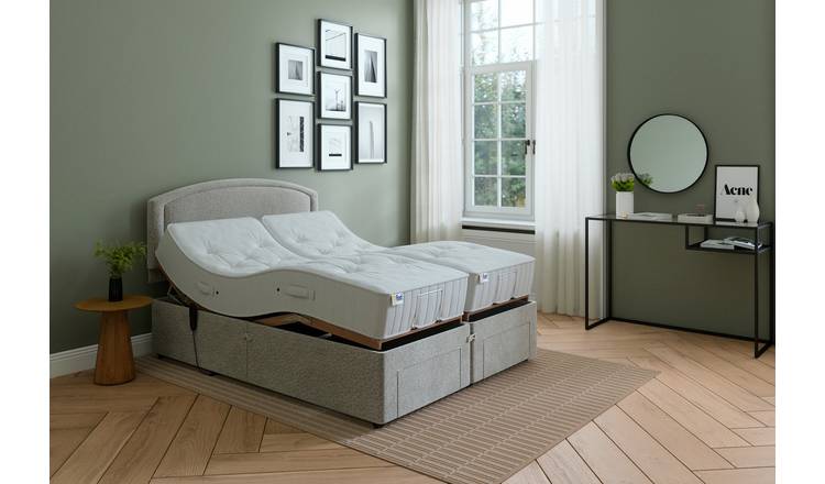 Mibed Pocket Kingsize Adjustable Bed With Drawer - Dark Grey