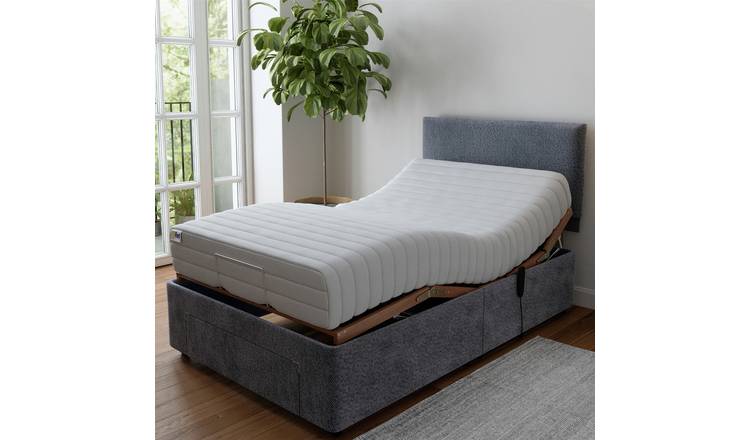 Mibed Memory Small Double Adjustable Bed With Drawer - Grey