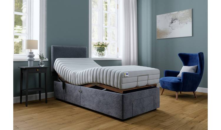 Mibed Memory Single Adjustable Bed With Drawer - Grey