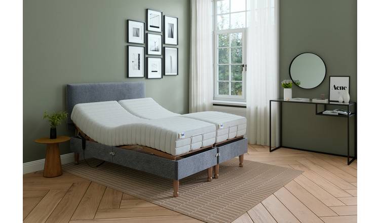 Mibed Memory Kingsize Adjustable Bed On Legs - Grey