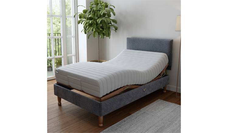 Mibed Memory Small Double Adjustable Bed On Legs - Grey