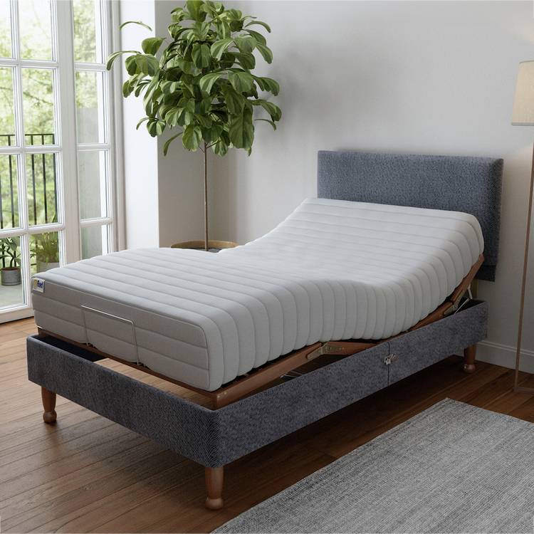Mibed Memory Small Double Adjustable Bed On Legs - Grey 0