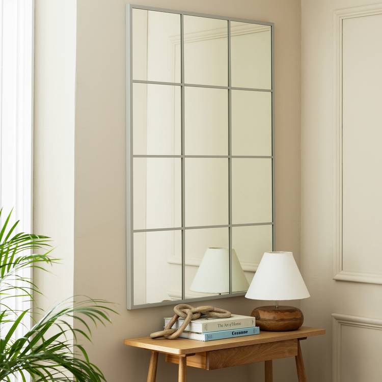 Habitat Grey Windowpane Wall Mirror - 120x80cm 0