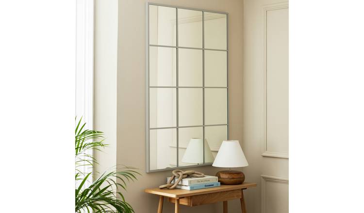 Habitat Grey Windowpane Wall Mirror - 120x80cm