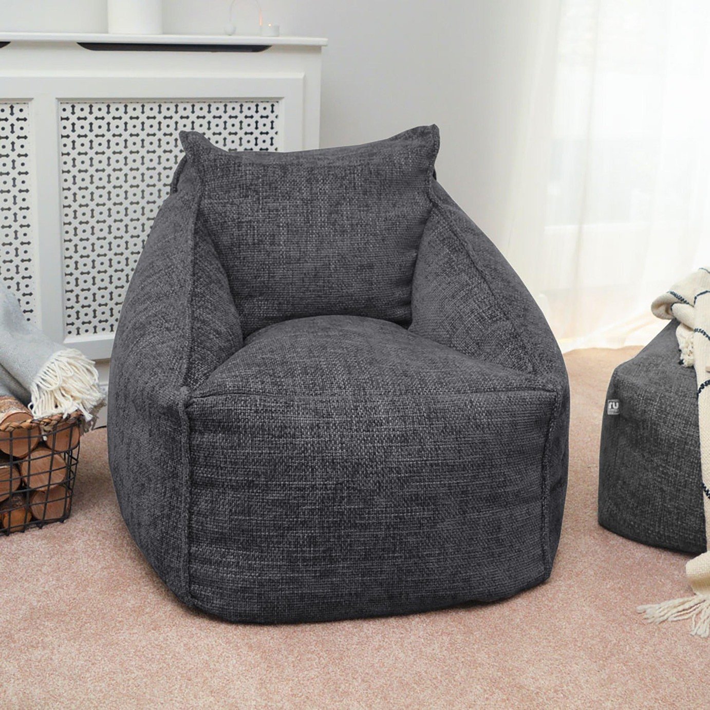 rucomfy Fabric Bean Bag Chair - Slate Grey