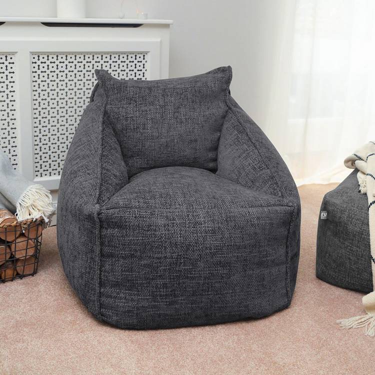 rucomfy Fabric Bean Bag Chair - Slate Grey 0