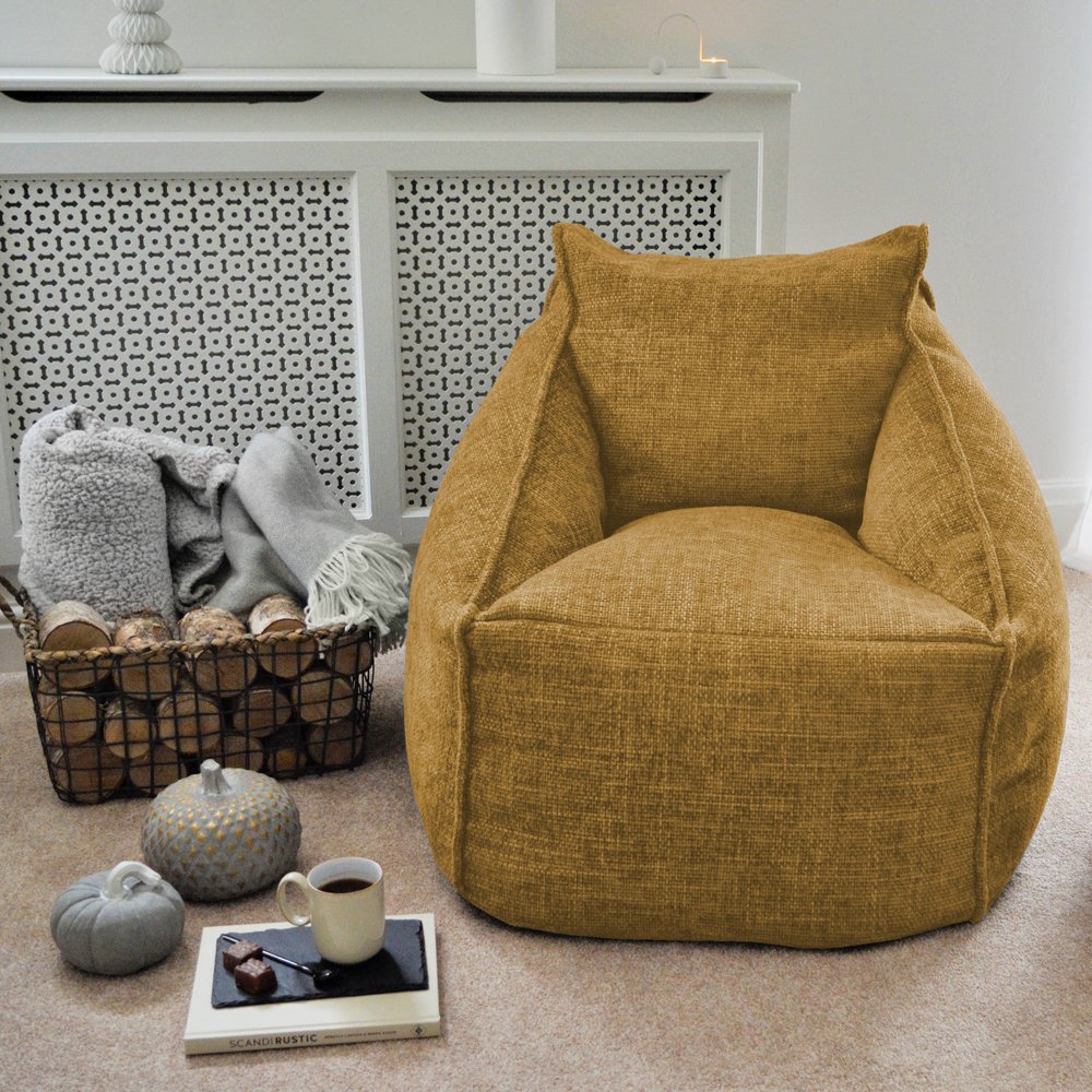 rucomfy Fabric Bean Bag Chair - Mustard