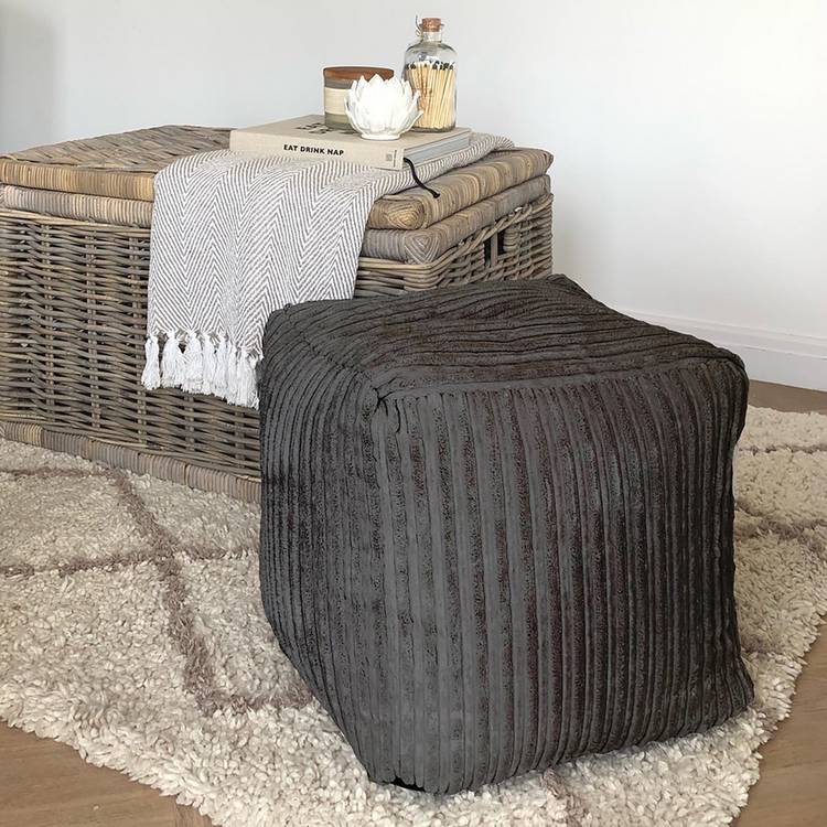 rucomfy Jumbo Cord Cube Bean Bag - Slate Grey 0