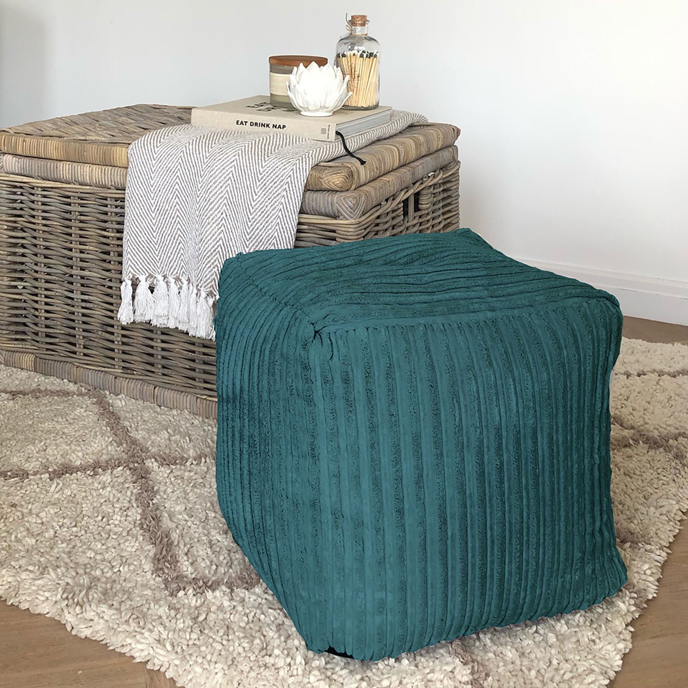 rucomfy Jumbo Cord Cube Bean Bag - Teal