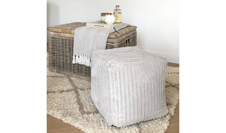 rucomfy Jumbo Cord Cube Bean Bag - Light Grey