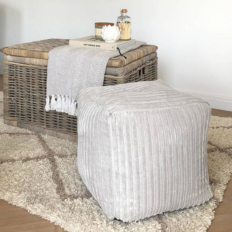 rucomfy Jumbo Cord Cube Bean Bag - Light Grey 0