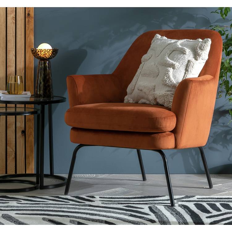 Habitat Celine Velvet Accent Chair - Orange 0