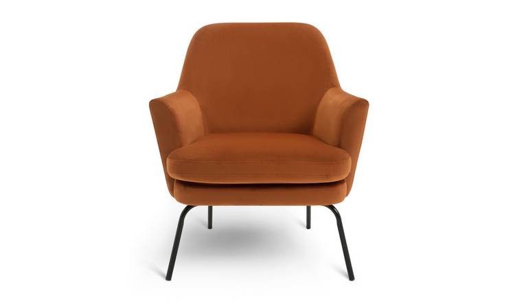 Habitat Celine Velvet Accent Chair - Orange