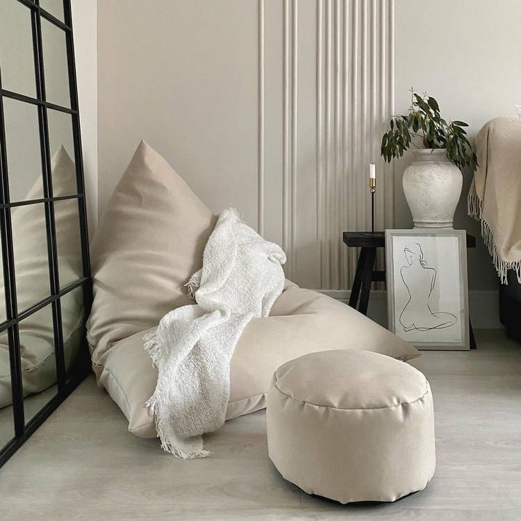 rucomfy Barley Fabric Humbug Beanbag - Natural 0