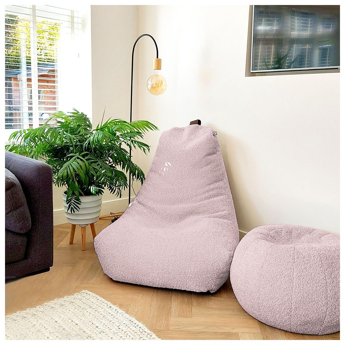 rucomfy Fabric Snug Bean Bag Chair - Blush Pink