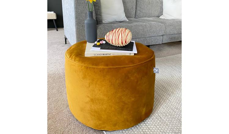 rucomfy Velvet Pouffe - Mustard