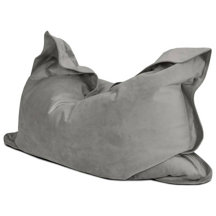 rucomfy Velvet XL Squarbie Bean Bag - Grey 0