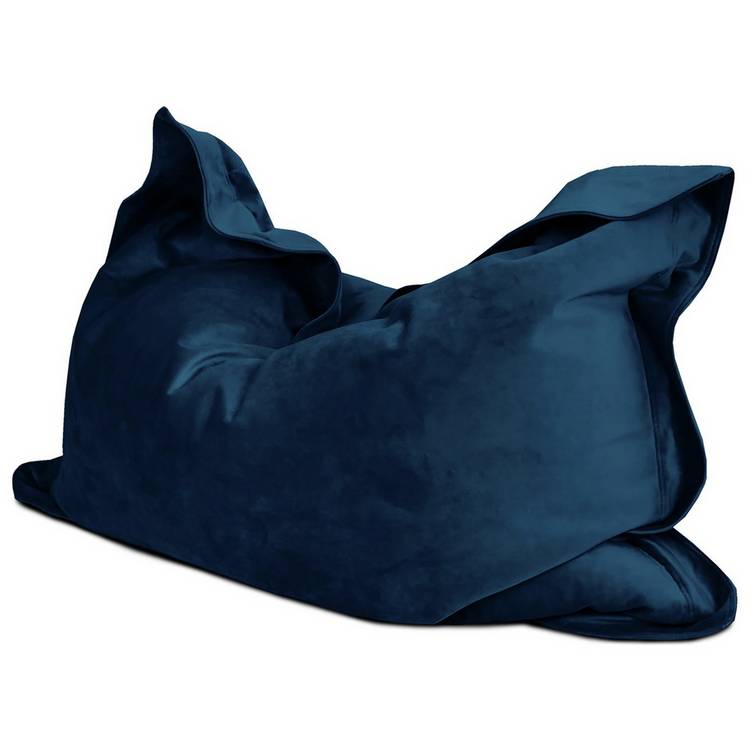 rucomfy Velvet XL Squarbie Bean Bag - Peacock Blue 0