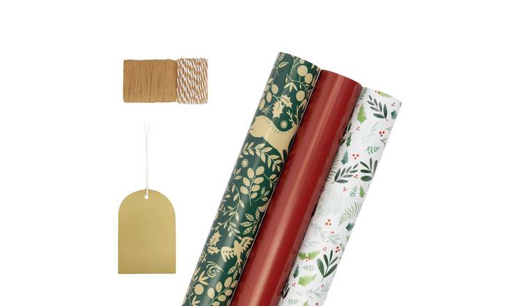 Buy Argos Home 3 Roll Traditional Wrapping Paper Set, Christmas wrapping