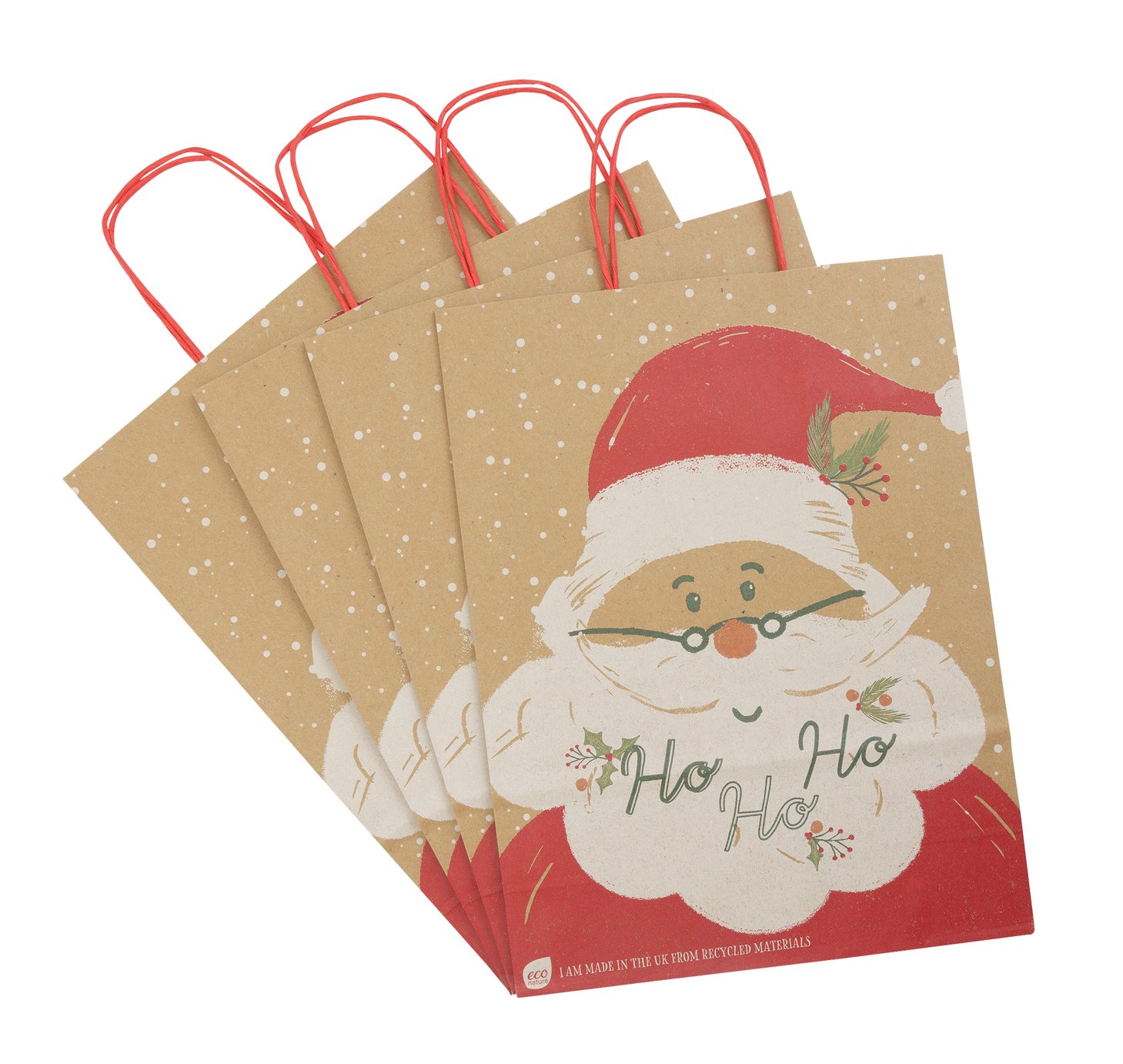 Eco Nature Large Santa Christmas Gift Bags - 4 Pack