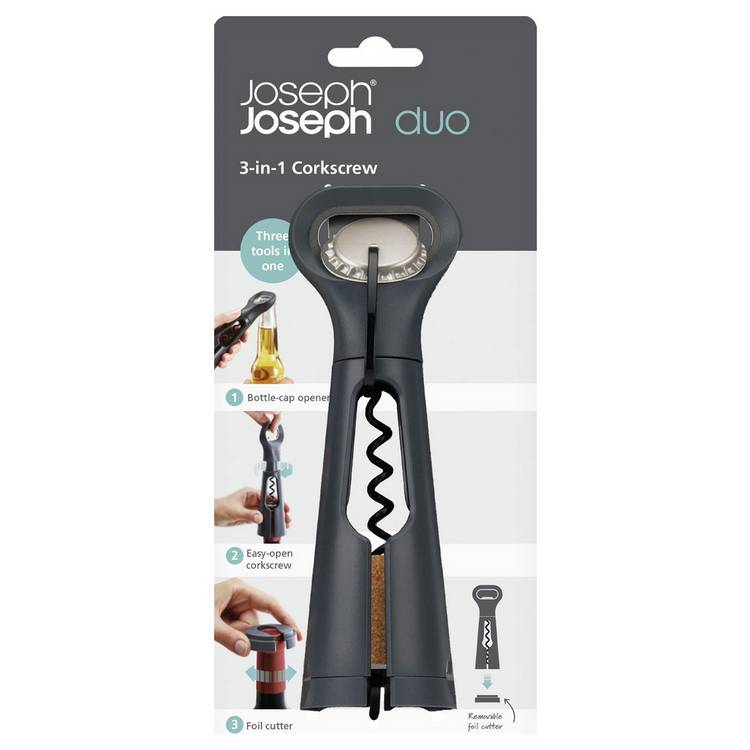 Joseph Joseph Duo 3 in 1 Corkscrew - Black 0