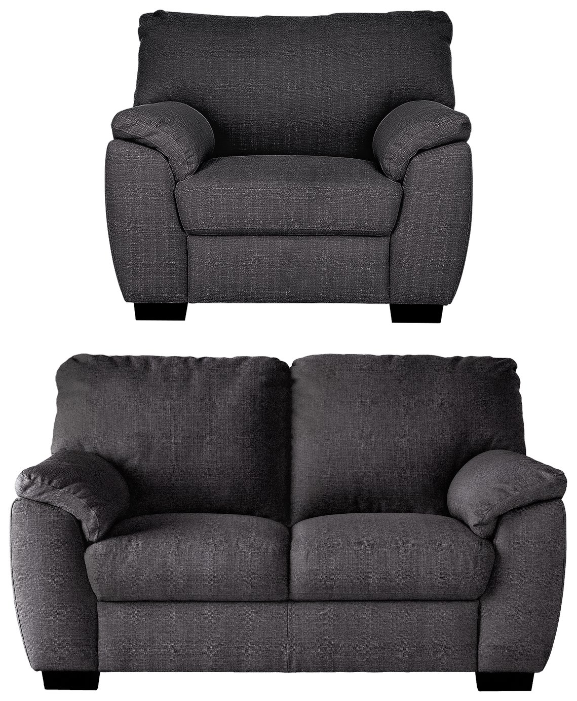 Argos Home Milano Fabric Chair & 2 Seater Sofa - Charcoal