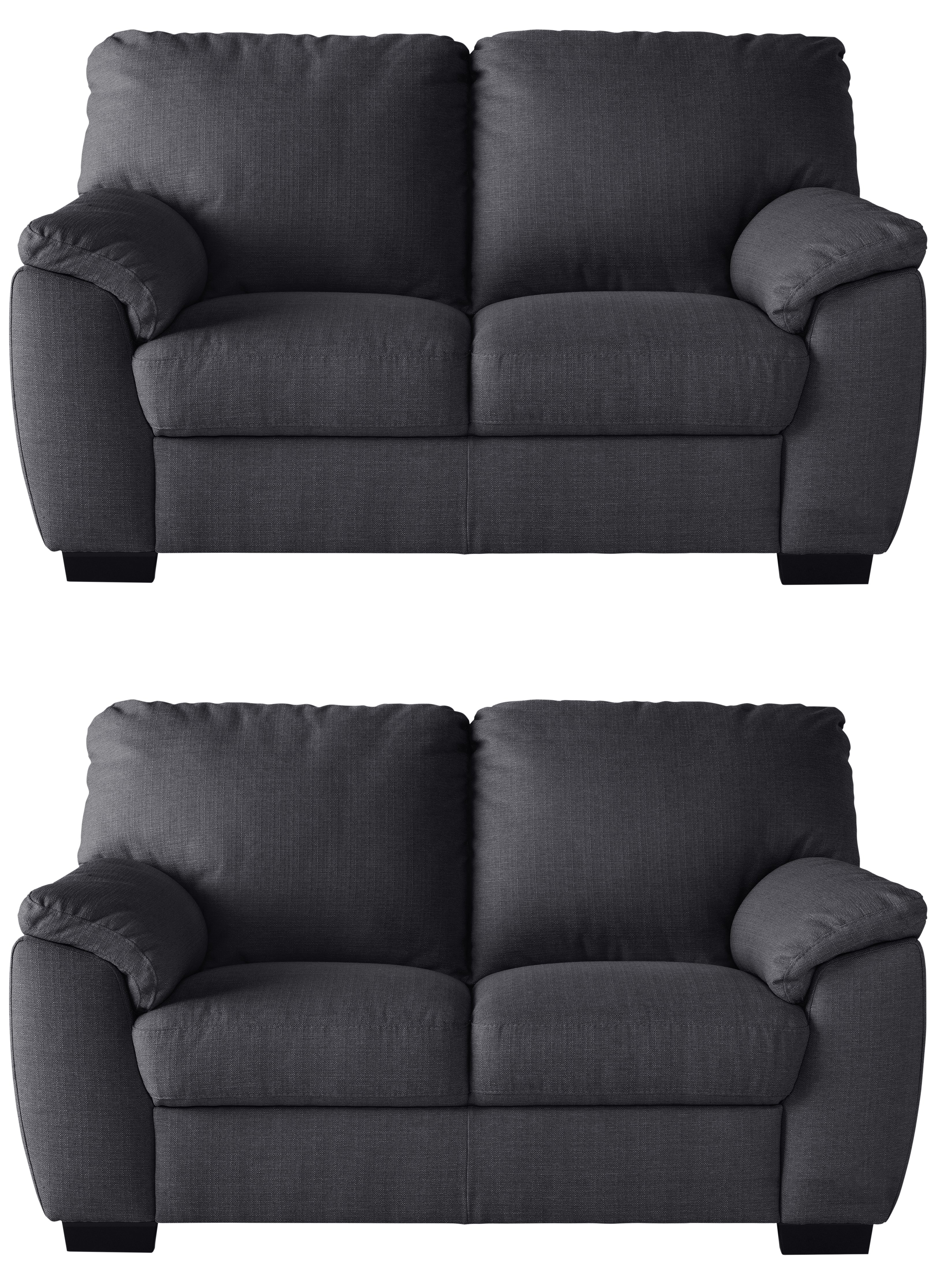 Argos Home Milano Pair of Fabric 2 Seater Sofa - Charcoal