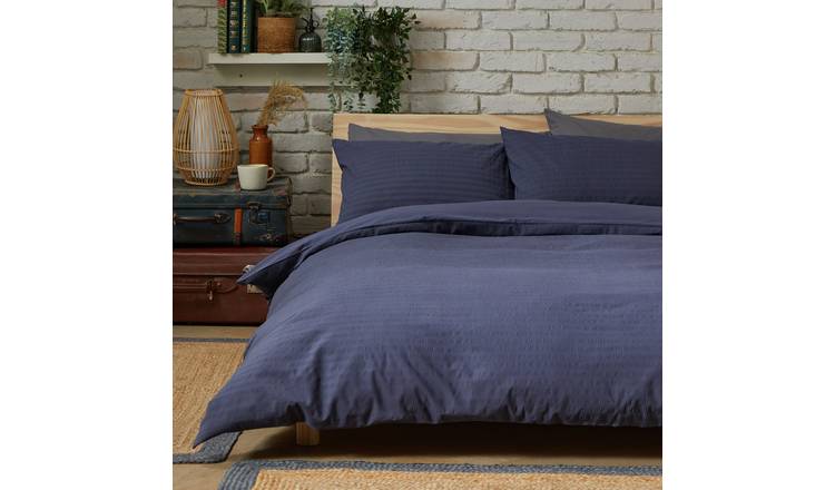 Buy Habitat Stripe Seersucker Navy Bedding Set - Double, Duvet covers and  sets