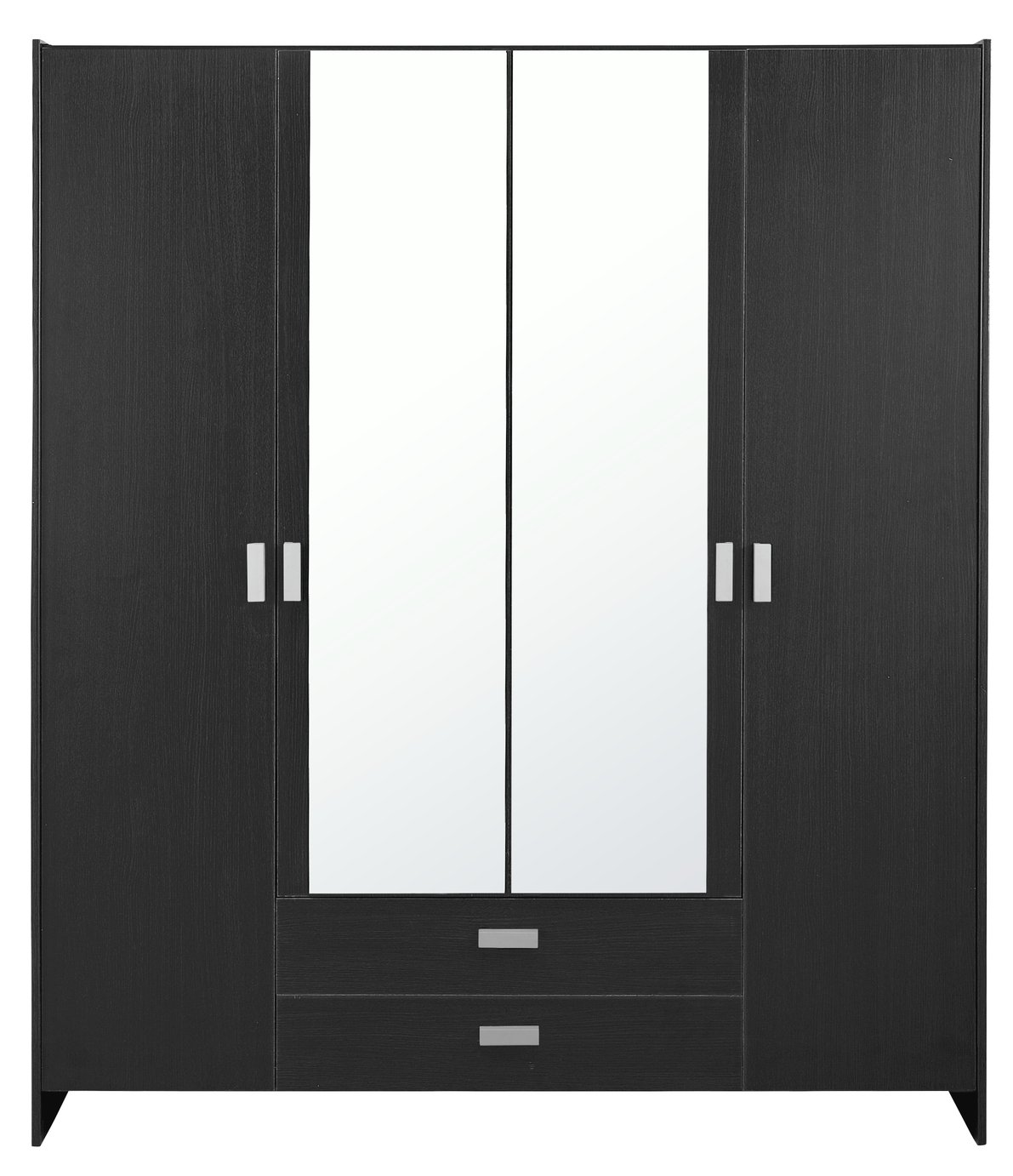 Argos Home Capella 4 Door 2 Drawer Mirrored Wardrobe - Black