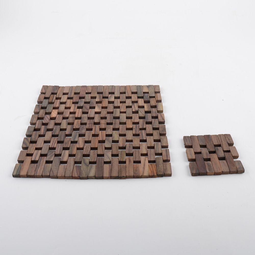 Creative Tops Set of 4 Slatted Wood Mats and Coasters