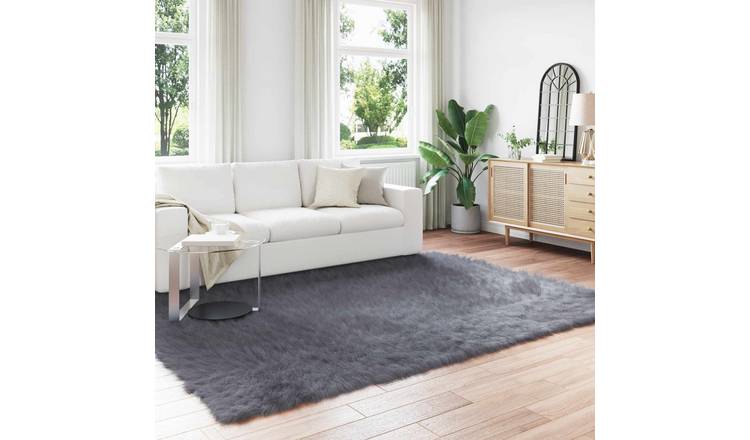 Walplus Tafalla Polyester Faux Sheepskin Rug - Anthracite - 200 x 280 cm