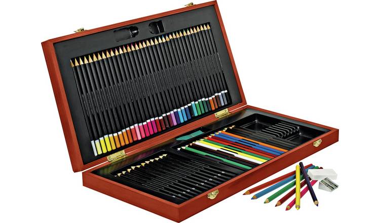 YXSH Pencil Dark Wooden Caddy Kit - 75 Pieces