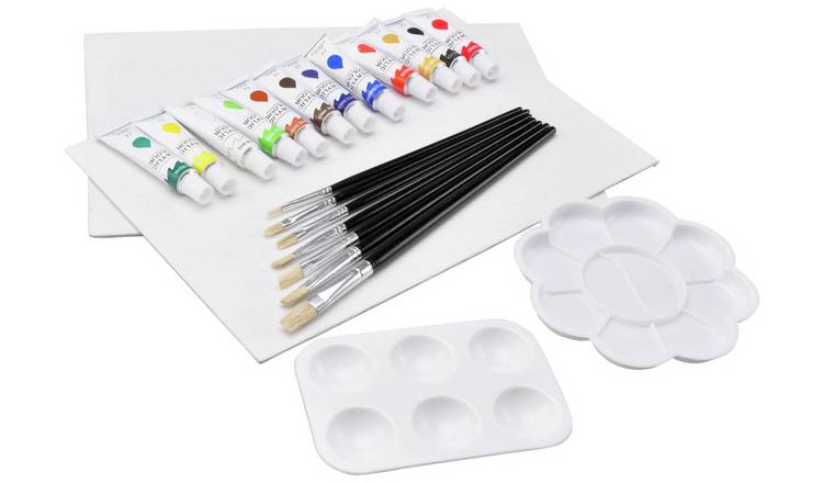 Acrylic Paint Set for Adults & Kids Includes Tabletop Easel Canvas and  Brushes 24 Acrylic Paint Colors 15 Brushes 1 Easel 1 Canvas | Painting Kit  for