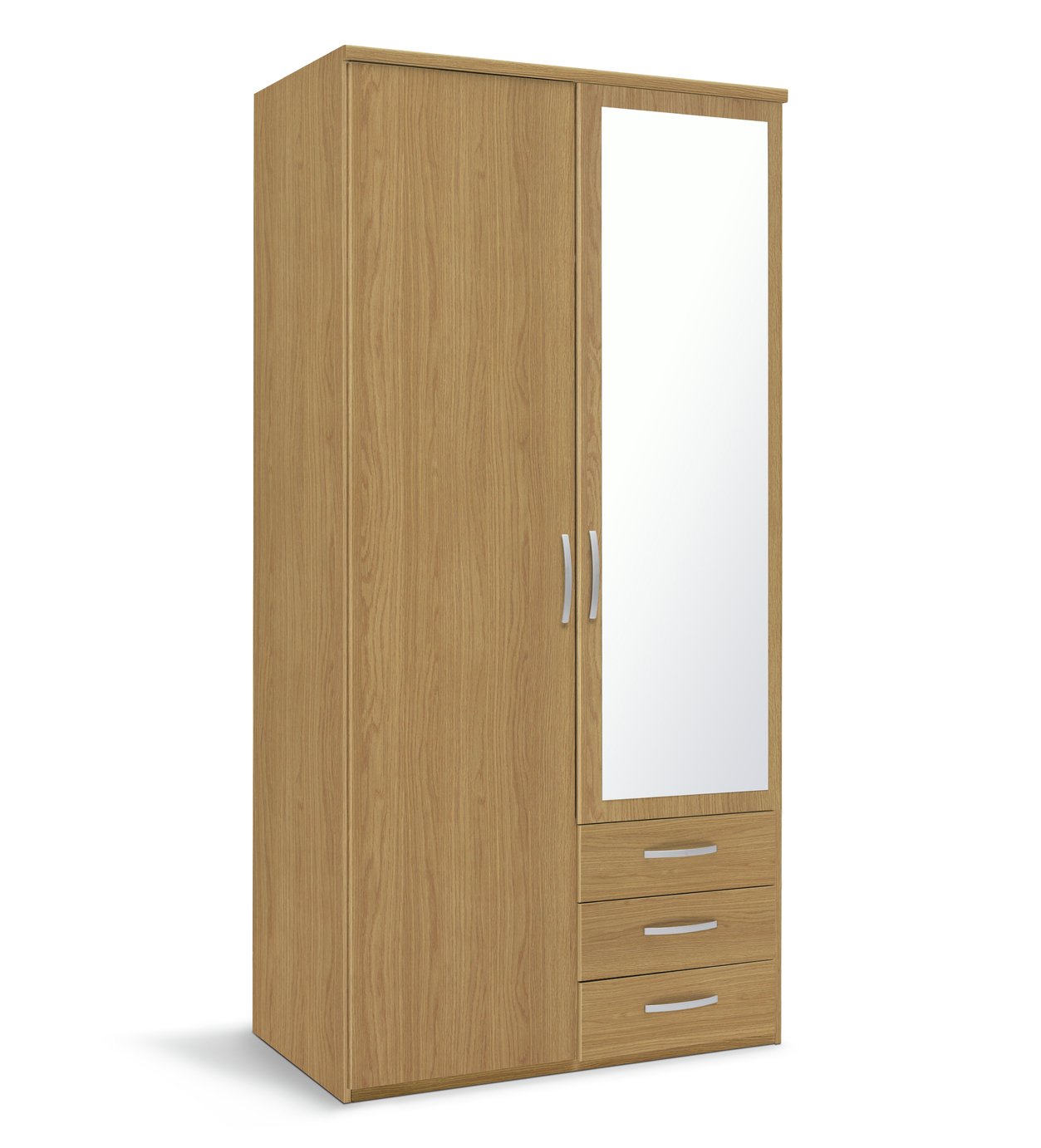 Argos Home New Hallingford 2 Dr 3 Drw Mirror Wardrobe - Oak