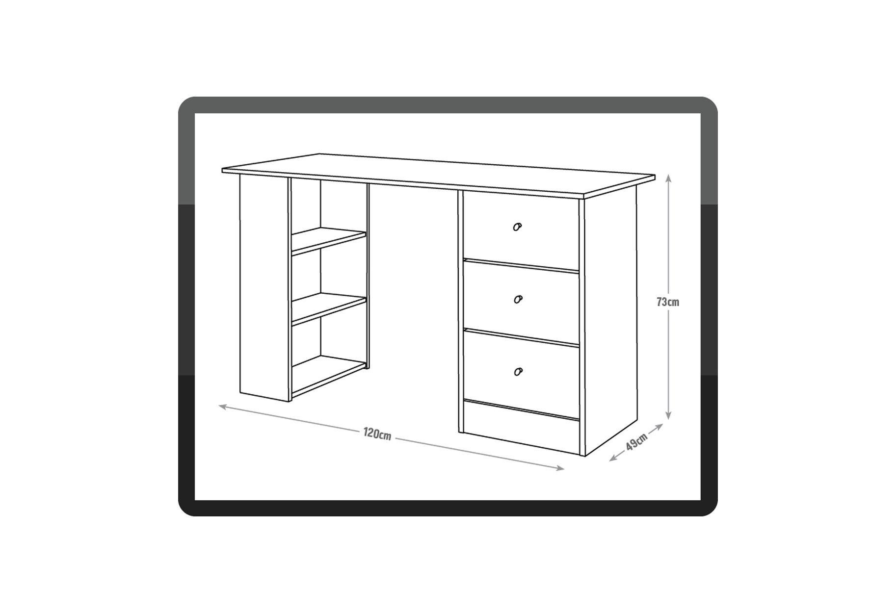 Argos Home Kids New Malibu 3 Drawer Desk - Black on White