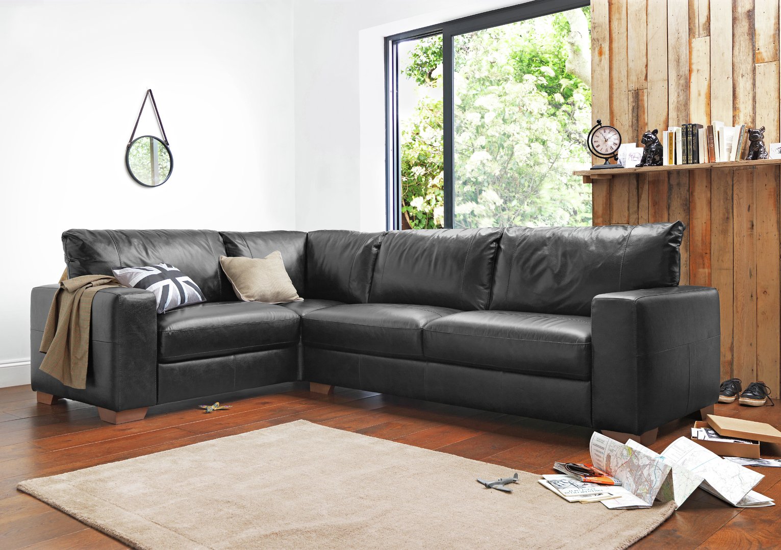 Argos Home Eton Right Corner Leather Sofa - Dark Brown