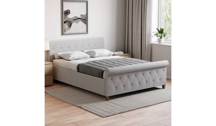 Vida Designs Vittorio Linen Double Bed - Light Grey