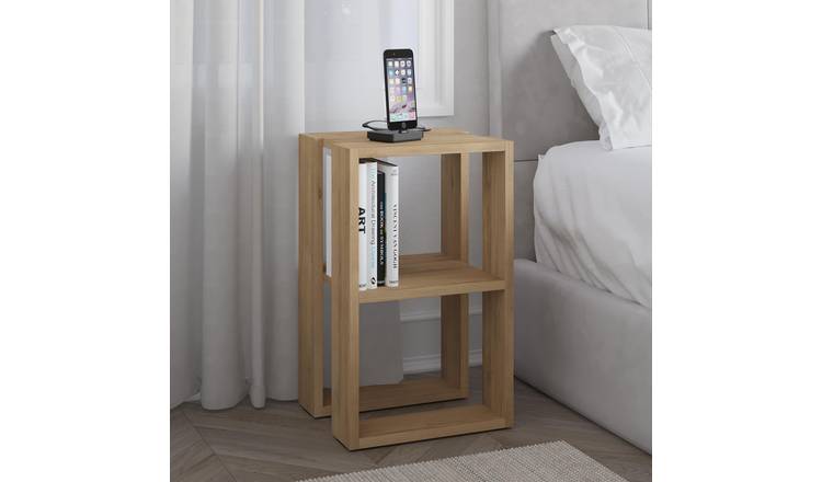 Decortie Lonie Melamine Coated Particleboard Bedside Table - Oak