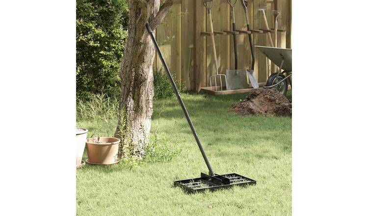 Walplus Steel Garden Leveling Rake - Black - 45 x 25 x 200 cm