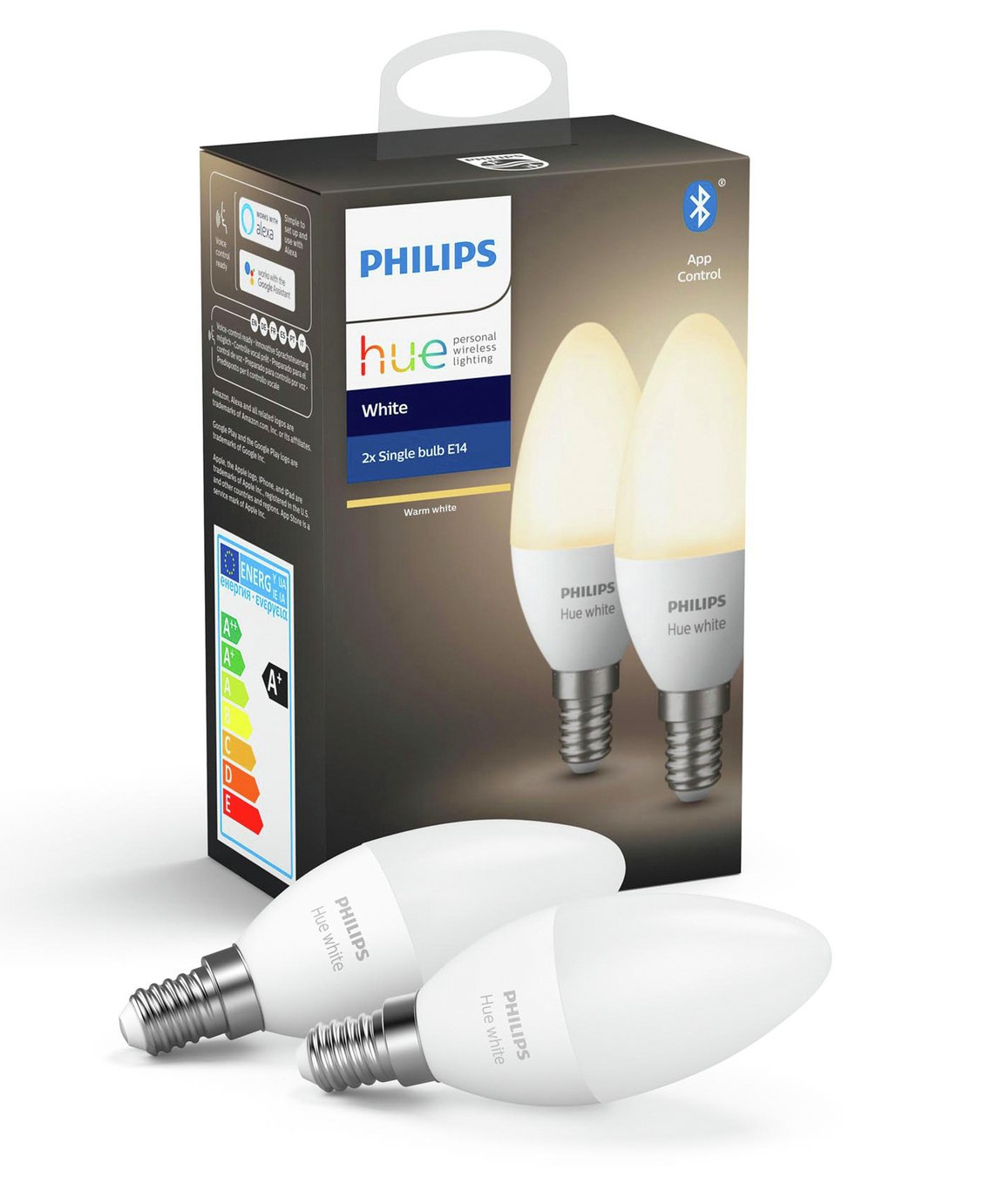 Philips Hue E14 White Smart Candle Bulbs with Bluetooth
